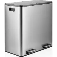 Hjh OFFICE Mülleimer 60 Liter Clean 13 S Abfalleimer Mülltrenner rechteckig für Küche, Büro mit Step-On 62.0 x 58.5 x 32.0 cm