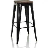 Hjh OFFICE Barhocker VANTAGGIO HIGH WS Stahl / Ulmenholz Hocker bis 150 kg belastbar Sitzhöhe 77 cm