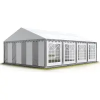 TOOLPORT Partyzelt Festzelt 6x8 m Garten-Pavillon PVC Plane 700 N in grau-weiß Wasserdicht
