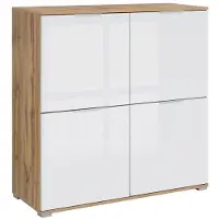 Petits-meubles Buffet Selma mit 4 Türen, Weiß und Holzoptik, 104cm
