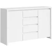 Petits-meubles Buffet Soren mit 4 Schubladen und 2 Türen, Weiß matt, 143.5cm