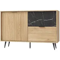 Petits-meubles Buffet Luka mit 2 Schubladen und 1 Tür, Holzoptik und Schwarz, 121.4cm