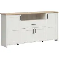 Petits-meubles Buffet Aksel mit 1 Schublade und 4 Türen, Weiß und Holzoptik, 194cm