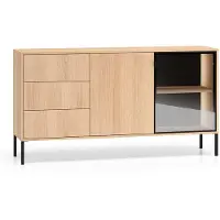Petits-meubles Buffet Paige mit 3 Schubladen und 2 Türen, Holzoptik und Schwarz, 160cm