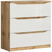 Petits-meubles Kommode June mit 3 Schubladen, Weiß und Holzoptik, 90cm