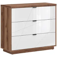 Petits-meubles Kommode Sven mit 3 Schubladen, Weiß und Holzoptik, 106cm