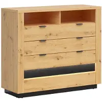 Petits-meubles Kommode Glenn mit 4 Schubladen, Holzoptik und Schwarz, 116cm