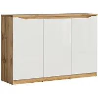 Petits-meubles Buffet June mit 3 Türen, Weiß und Holzoptik, 135cm