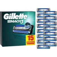Gillette Mach3 Ersatzklingen für Rasierklingen für Herren, Rasierer mit 3 Klingen, 15 Klingen, widerstandsfähiger als Stahl