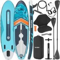 TecTake Stand-Up Paddle Board - SUP Board - Aufblasbar - Stabil - 288 x 77 x 22,5 cm - Max 200kg - Orange-Türkis