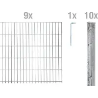 Alberts Doppelstabmattenzaun 6-5-6, Matten 2,50 m, Höhe 1,83 m, Länge 22,5 m, feuerverzinkt, Zaun als Komplettset, Pfosten mit Abdeckleiste 60x40 mm