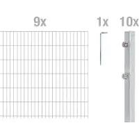 Alberts Doppelstabmattenzaun 6-5-6, Matten 2,50 m, Höhe 1,63 m, Länge 22,5 m, feuerverzinkt, Zaun als Komplettset, Pfosten mit Klemmlasche 60x40 mm