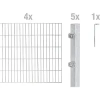 Alberts Doppelstabmatten Zaun, Höhe 180 cm, Länge 8 m, Zaun-Komplettset zum Einbetonieren, feuerverzinkt, Pfosten 60x40 mm