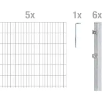 Alberts Doppelstabmattenzaun 6-5-6, Matten 2,50 m, Höhe 1,83 m, Länge 12,5 m, feuerverzinkt, Zaun als Komplettset, Pfosten mit Klemmlasche 60x40 mm