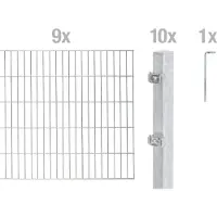 Alberts Doppelstabmatten Zaun, Höhe 160 cm, Länge 18 m, Zaun-Komplettset zum Einbetonieren, feuerverzinkt, Pfosten 60x40 mm