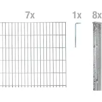 Alberts Doppelstabmattenzaun 6-5-6, Matten 2,50 m, Höhe 1,43 m, Länge 17,5 m, feuerverzinkt, Zaun als Komplettset, Pfosten mit Abdeckleiste 60x40 mm