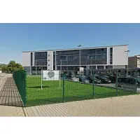 Alberts Doppelstabmattenzaun 6-5-6, Matten 2,50 m, Höhe 1,43 m, Länge 17,5 m, grün, Zaun als Komplettset, Pfosten mit Abdeckleiste 60x40 mm