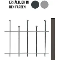 GAH Alberts Metallzaun ALBERTS "Anbauset Madrid", grau, H:73,5cm, Stahl, Zaunelemente, Metallzaun, Höhe: 49,5, 73,5 und 98,5 cm, Breite: 200 cm, zum Einbetonieren