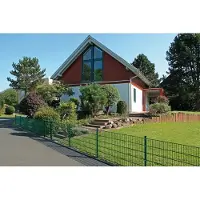 Alberts Doppelstabmattenzaun 6-5-6, Matten 2,50 m, Höhe 1,43 m, Länge 12,5 m, grün, Zaun als Komplettset, Pfosten mit Abdeckleiste 60x40 mm
