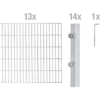 Alberts Doppelstabmatten Zaun, Höhe 160 cm, Länge 26 m, Zaun-Komplettset zum Einbetonieren, feuerverzinkt, Pfosten 60x40 mm