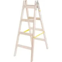Proregal Wood Double Giraffe Holz-Sprossen-Stehleiter mit Sicherheitskette 2 x 4 Sprossen 132 cm Hoch Trittleiter Bockleiter Sprossen-Doppellleiter