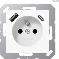 JUNG A1520F-15CAWW Steckdose Frz/Belg mit USB Typ AC