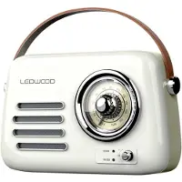 LEDWOOD , Tragbares Retro-Radio, Modell Alma 5W, mit Bluetooth / USB / Aux, Weiß