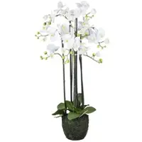Creativ Green künstliche Pflanze Orchidee im Erdballen, 93 cm, "Real Touch"