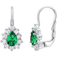 Silvego Silver earrings with green Swarovski stone Created Stones SILVEGO31866G