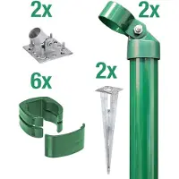 Alberts Zauneck-Set für Schweißgitter Fix-Clip Pro | anthrazit | mit Einschlagbodenhülsen | Zaunhöhe 810 mm