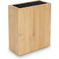 Relaxdays Messerblock unbestückt, Bambus, Borsteneinsatz, HxBxT: 26x 23 x 11,5 cm, Messeraufbewahrung, natur/schwarz