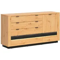 Petits-meubles Buffet Glenn mit 4 Schubladen und 1 Tür, Holzoptik und Schwarz, 161cm