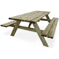 Sweeek - Picknicktisch 180 cm Holz, 6 Personen - PANCHINA - Holzfarben