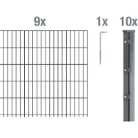 Alberts Doppelstabmattenzaun 8-6-8, Matten 2,50 m, Höhe 2,43 m, Länge 22,5 m, anthrazit, Zaun als Komplettset, Pfosten mit Abdeckleiste 60x40 mm