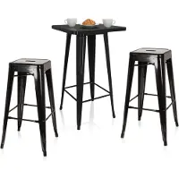 Hjh OFFICE Bar-Set Vantaggio Set Bistrostuhl ohne Armlehnen Metall