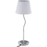 Relaxdays Tischlampe flexibel, mit Stoffschirm, verchromter Fuß, E14 Fassung, Nachttischlampe, HxD: 47 x 17 cm, weiß