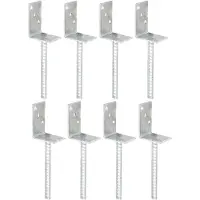 Alberts 8 x L-Pfostenträger mit Riffelstahl-Betonanker, 80x104 mm, Betonanker 20 mm, feuerverzinkt, zum Einbetonieren