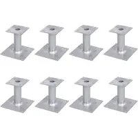 Alberts 8 x Pfostenträger, Platte 150x150 mm, Rohr-Ø 42 mm, feuerverzinkt, zum Aufschrauben