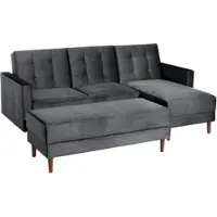 58 aufm Kessel FUNKTIONSSOFA mit Hocker Katunia Samtvelours graphit | Gr.: onesize