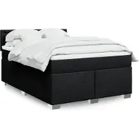 vidaXL Boxspringbett mit Matratze Schwarz 140x190 cm Stoff