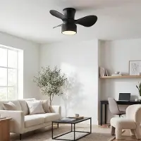 LumenXL Kompakter Deckenventilator inkl. LED und Fernbedienung, schwarz - Vejas