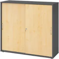 Hjh OFFICE PRO -Schiebetürenschrank 3 OH BM Graphit/Ahorn-V1753S/G/3/BM