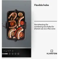 Klarstein DualTone Flex Induktionskochfeld - 4-Zonen Induktionsherd, 7200 W, Flex-Zonen & Thermoboost, Schieberegler, Timer, Aluminiumrahmen, Weiße LED, Silber