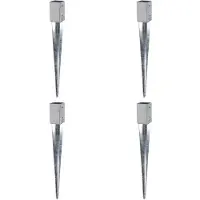 Alberts 4 x Einschlag-Bodenhülse für Vierkantholzpfosten, 61 x 61 mm, Länge 750 mm, feuerverzinkt, zum Einbetonieren