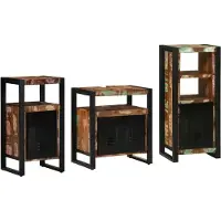 vidaXL Badezimmermöbel-Set 3 Stk. Mehrfarbig und Schwarz