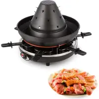 Klarstein Taste Volcano - Raclette, Tischgrill, Elektrogrill, Tartarenhut, 1500 Watt, stufenlos regelbar, Grillen, Überbacken, Grillpfännchen, für 6 Personen, Antihaftbeschichtung, schwarz