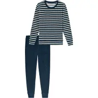 Schiesser Schlafanzug "Casual Essentials" 2 tlg. wärmende Frottee-Qualität, Rundhalsausschnitt, langärmelig