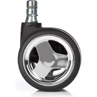 Hjh OFFICE 5x ROLO GAME No-Noise 11mm/60mm Hartböden - Stuhlrollen Chrom / Schwarz