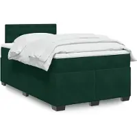 vidaXL Boxspringbett mit Matratze Dunkelgrün 140x190 cm Samt