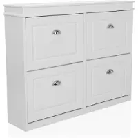 Hjh LIVING Schuhschrank / Schuhregal ESTHA 4 104x24x82 cm 4 Schuhklappen weiß